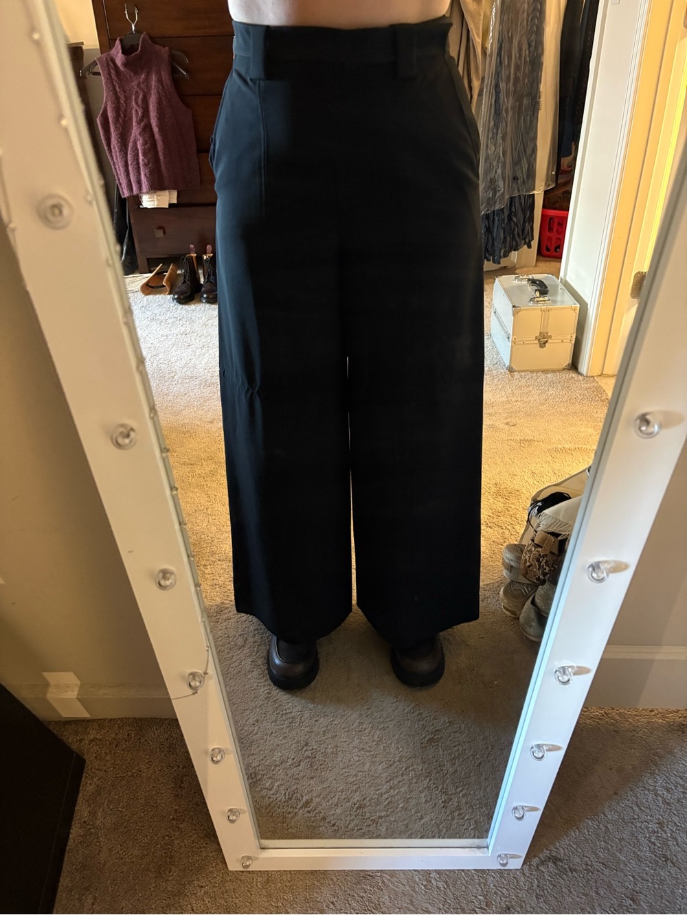 French Connection Wide Leg Black Womens Dress Pants